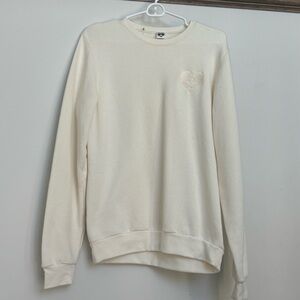 Life + Love Cream Sweater with embroidered Canadian logo. Size - Small